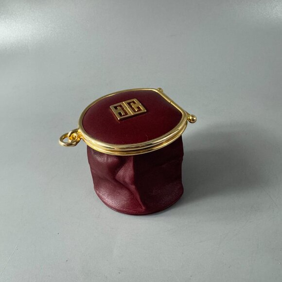 Authentic Vintage GIVENCHY Coin Case Wallet Purse 4G Logo Bordeaux Gold Leather - Picture 7 of 14